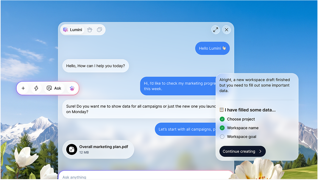 Lumini AI assistant interface