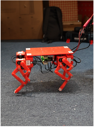 Red quadruped robot prototype